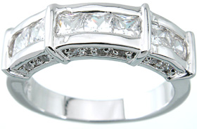 Sterling Silver Diamonique CZ Engagement Eternity Ring Wedding Band sz 